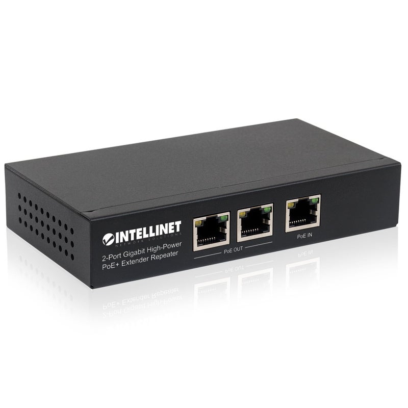 Intellinet 1-Port Indoor Gigabit PoE+ Extender Repeater â€“ 25W Power Budget via Cat5e Cat6 RJ45 Ethernet Network Cables, Daisy-Chain â€“ 3 Yr Mfg Warranty - 560962 - Image 1
